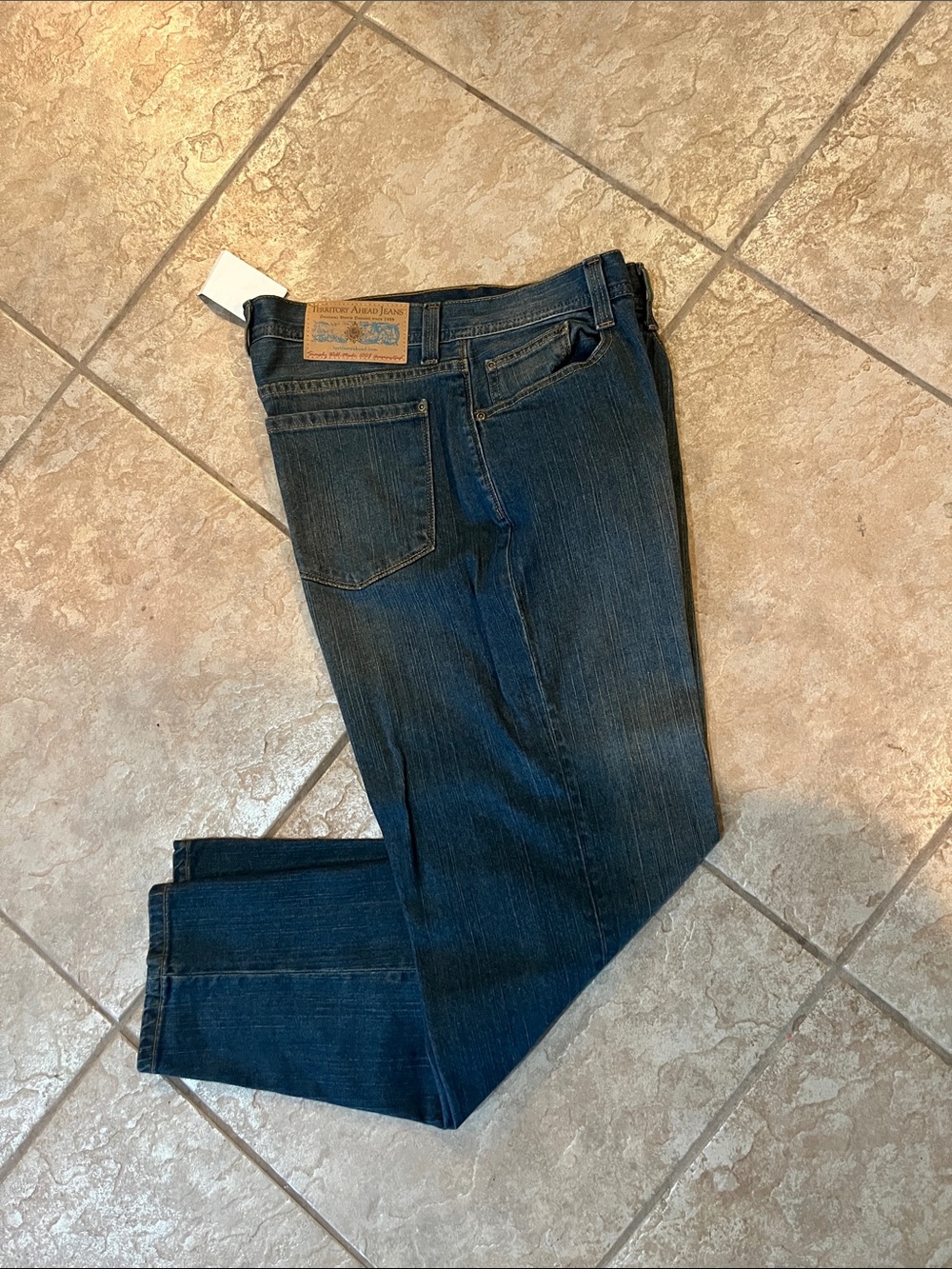 The Territory Ahead Men's Straight Dark Blue Denim Jeans 36x30